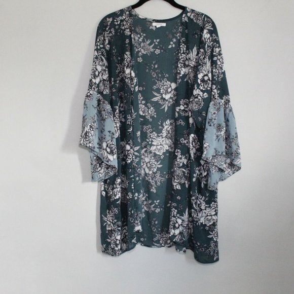 Maurices Floral Bell Sleeve Kimono Top H11345 - Picture 3 of 8
